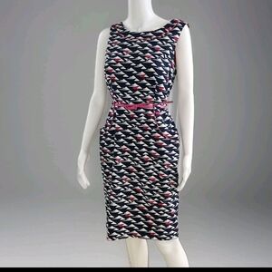 London Times Geometric Wiggle Dress – Retro Mod Style – Size 6